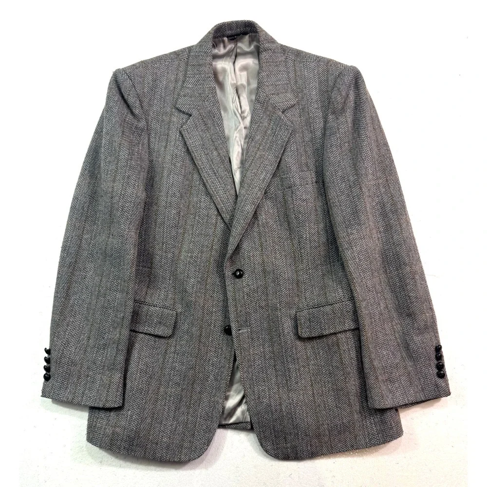 VTG Herringbone Stripe Tweed slim 42R blazer jacket sport suit coat‎ Joe Namath